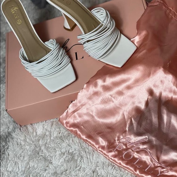 Oh Polly White Mule Heels Size 9 - Picture 3 of 6